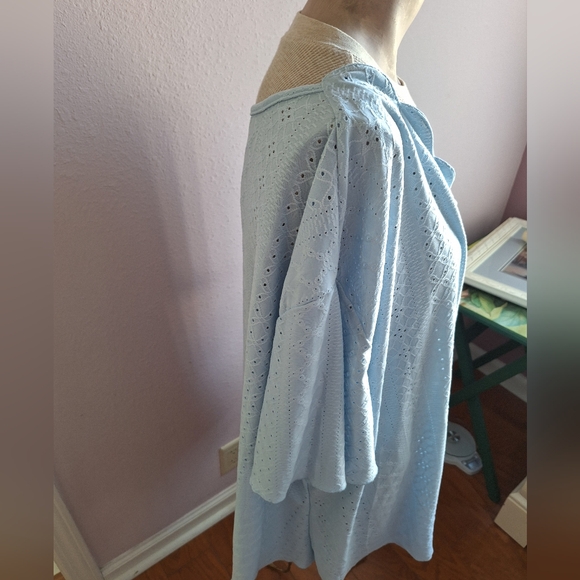 Light Blue Eyelet Top - Picture 5 of 16